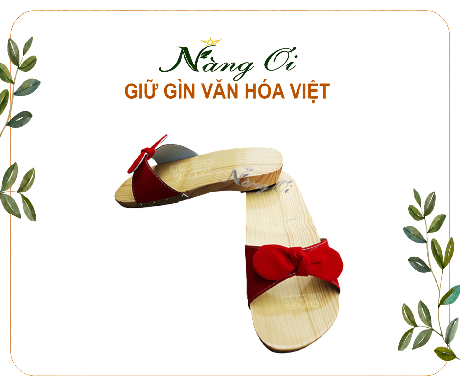 guốc gỗ thông cao 3cm đế bằng dễ di chuyển